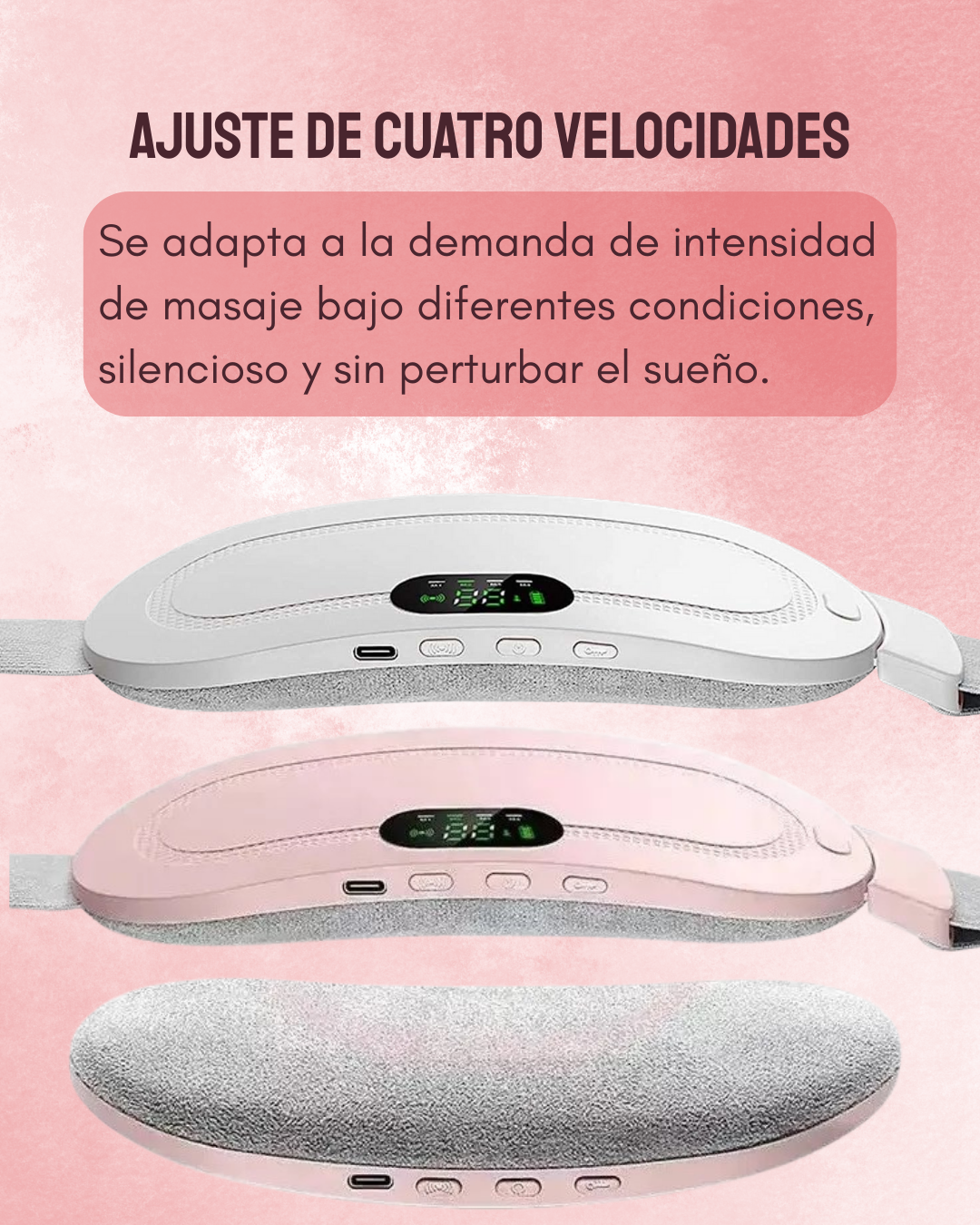 Cinturón térmico masajeador para cólicos menstruales con vibración y calor