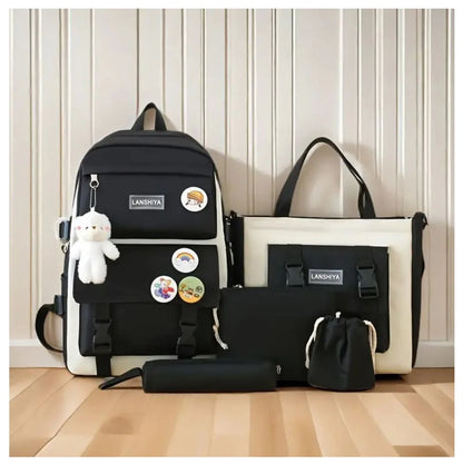 Kit Mochila Escolar 5 en 1 con Bolso de Mano y Estuche