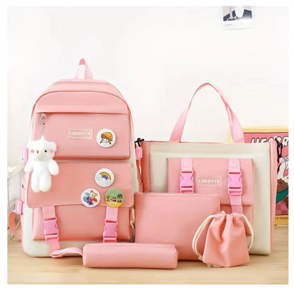 Kit Mochila Escolar 5 en 1 con Bolso de Mano y Estuche